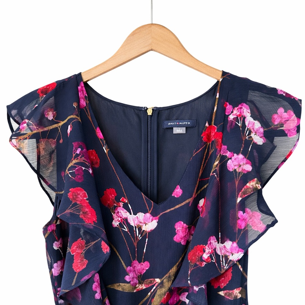 Tommy Hilfiger Blue Pink Hue Flowers Ruffled Sundress Sleeveless Tea length Sz S - Picture 6 of 8